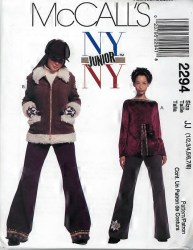 2294 McCalls NY NY JR LINED JACKET FUR TRIM, TOP, PANTS PATTERN 1/2-7/8 or 9/10 - 13/14 choice uncut